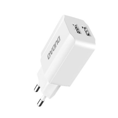 Dudao A2EU 12W 2.4A 2x USB Dual Adapter med USB-A till USB-Type C kabel Vit
