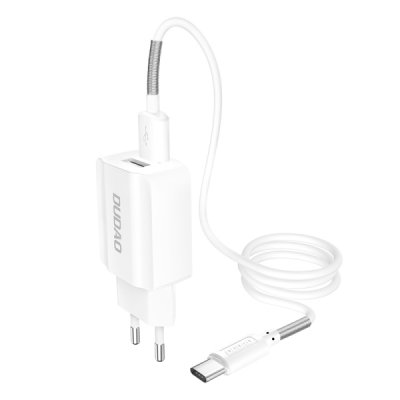 Dudao A2EUL 12W 2.4A Dual Adapter med USB-A och Lightningkabel Vit
