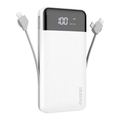 dudao k1pro powerbank 20000mah 15 watt 4x kablar type c lightning micro usb vit