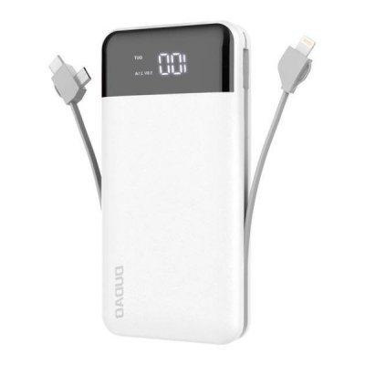 dudao k1pro powerbank 20000mah 15 watt 4x kablar type c lightning micro usb vit