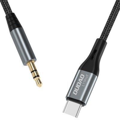 Dudao L11PROT 3.5mm Jack till USB-C kabel 1m Grå