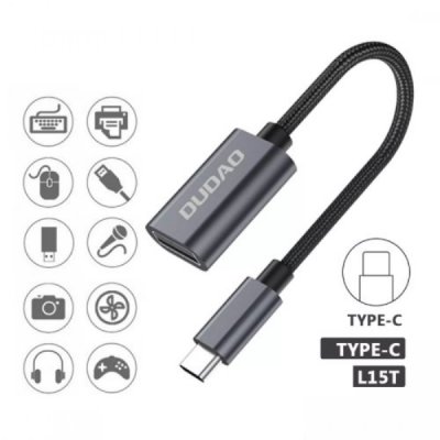 Dudao L15T OTG Kabel USB-C till USB-A Adapter Grå