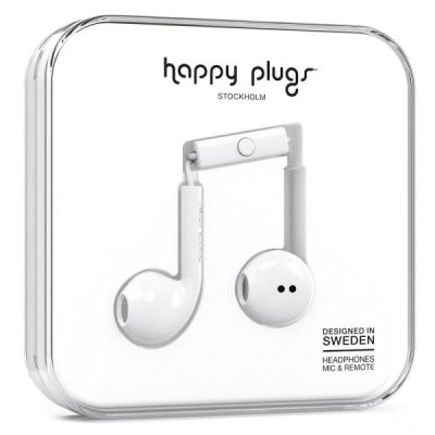 happy plugs earbud plus white headphones in ear hörlurar vit