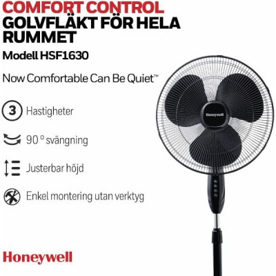 Honeywell HSF1630E Comfort Control Golvfläkt Svart
