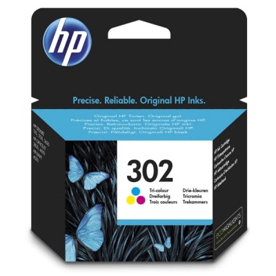 hp ink bläck färg gul blå röd 302 colour tri-colour printer cartridge