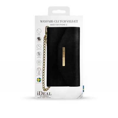 iDeal Mayfair Clutch Velvet iPhone X/XS - Svart