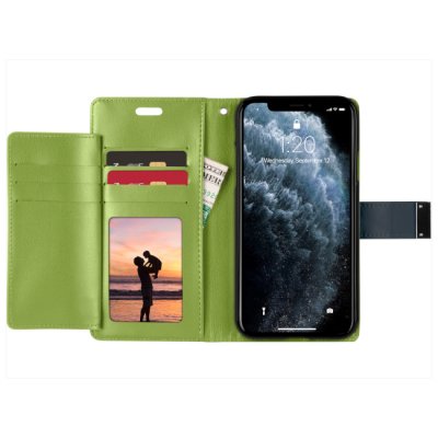 iphone 11 pro läderskal fodral skal rich diary iiglo marin bla blue blå