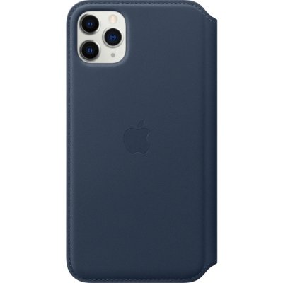 apple iphone 11 pro max läderfodral folio deep sea blue havsbla
