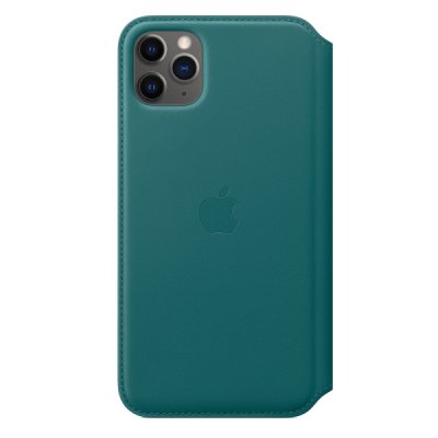 iphone 11 pro max läderfodral leather folio peacock påfågel apple original