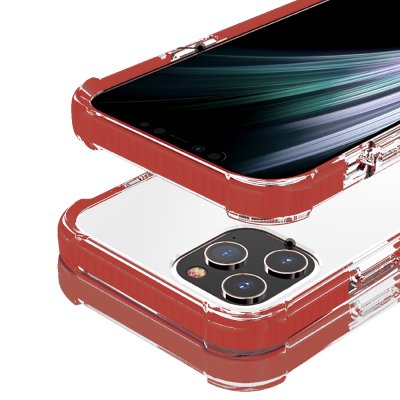 iphone 12 tpu plast genomskinlig svart skydd skal förstärkt stark extra röd red