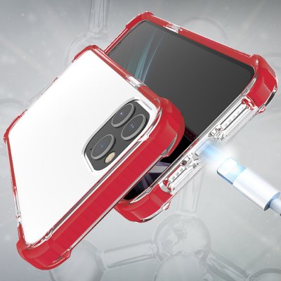 iphone 12 tpu plast genomskinlig svart skydd skal förstärkt stark extra röd red