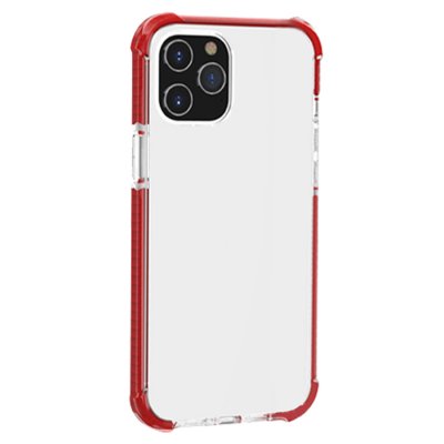 iphone 12 tpu plast genomskinlig svart skydd skal förstärkt stark extra röd red