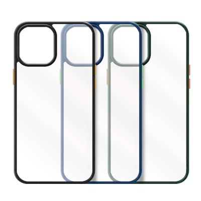 iphone 12 pro skal skydd svart rock guard pro skin feel series mörk blå blue grön knappar