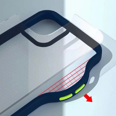 iphone 12 pro skal skydd svart rock guard pro skin feel series mörk blå blue grön knappar