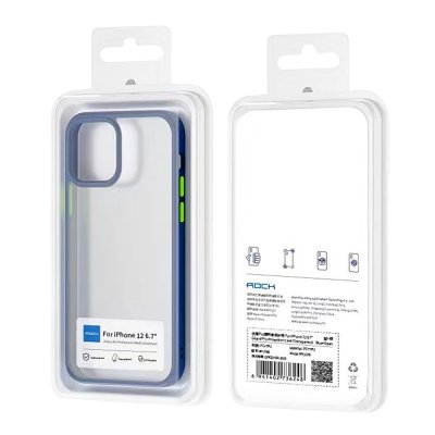 iphone 12 pro skal skydd svart rock guard pro skin feel series mörk blå blue grön knappar