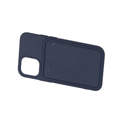 iPhone 12 Mini Silikonskal med Korthållare Blå
