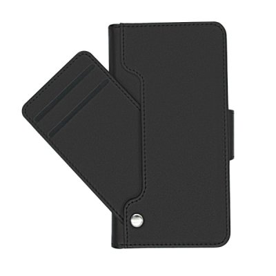 iphone 12 pro max flip stand tpu läder fodral svartskal miniplånbok ficka