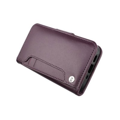 rvelon iphone 13 mini plånboksfodral TPU PU artificiellt läder 6st kortfack mörk körsbär färg