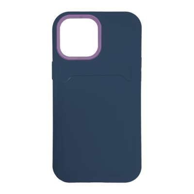iphone 13 mini ins mörk blå med lila kontrast. Skyddande mobilskal med kortficka. Modell: A31554-02