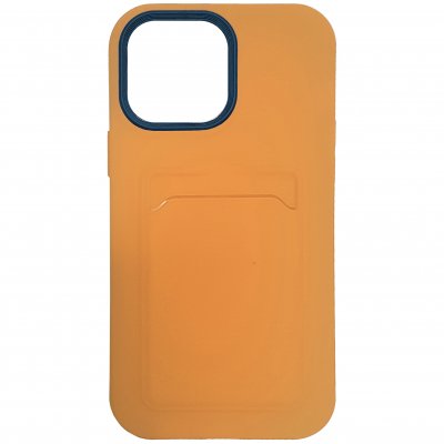 iphone 13 pro max ins orange med mörkblå kontrast. Skyddande mobilskal med kortficka. Modell: A31557-07