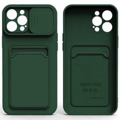iphone 13 pro max tpu skal kameraskydd kortficka mörk grön