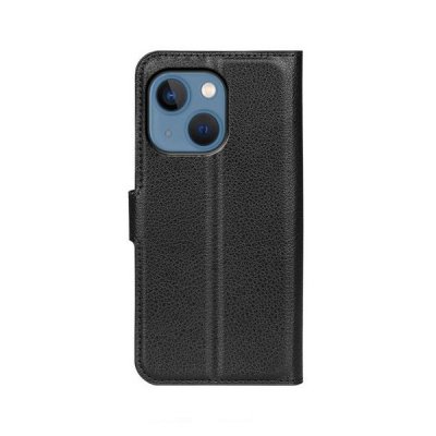 iphone 14 plånboksfodral med 3 st kortfack och sidofack flip stand pu läder svart