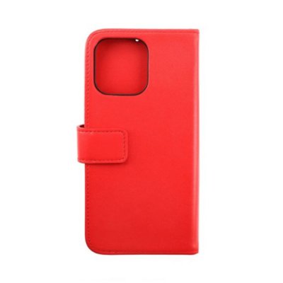 iPhone 14 Pro Max Plånboksfodral Genuint Läder Röd