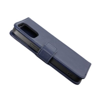 iphone 14 pro plånboksfodral genuint äkta läder rvelon 3 kortfack 1 kontantfack magnetlås blå