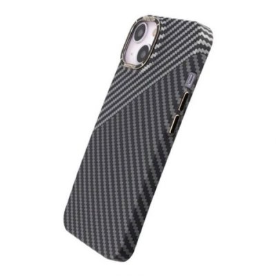 iPhone 15 Plus Mobilskal i Kolfiber Svart Vit