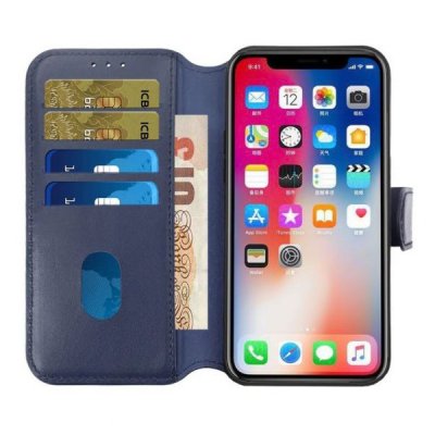 iPhone 15 Plus Plånboksfodral Läder Rvelon Blå