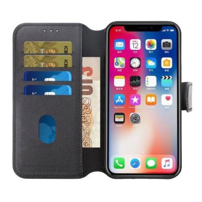 iPhone 15 Plus Plånboksfodral Läder Rvelon Svart