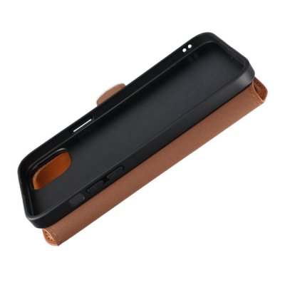 iphone 15 plus plånboksfodral med magsafe rvelon brun