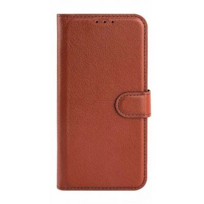iphone 15 pro flip stand plånboksfodral med stativ kortfack brun