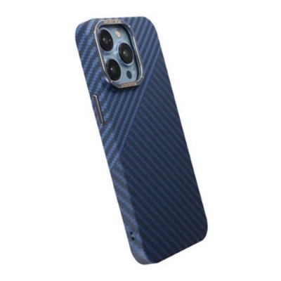 iPhone 15 Pro Max Mobilskal i Kolfiber Blå Grå