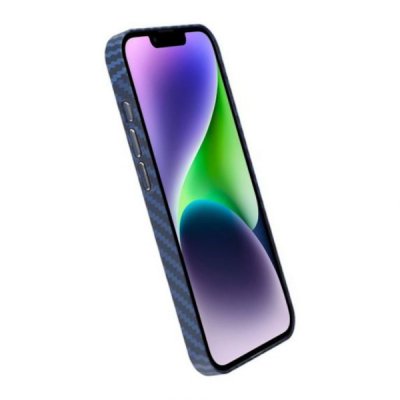 iPhone 15 Pro Max Mobilskal i Kolfiber Blå Grå