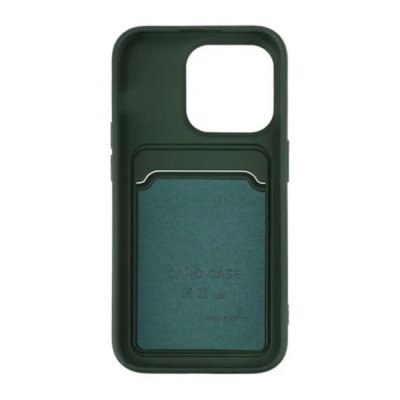iphone 15 pro silikonskal med korthållare grön