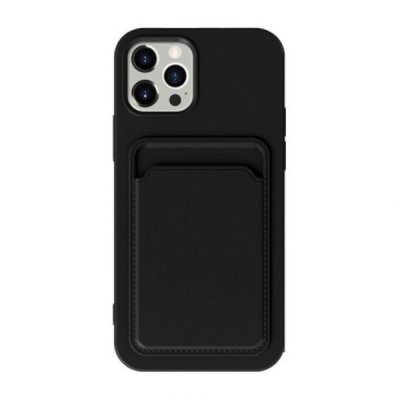 iphone 15 pro silikonskal med korthållare svart