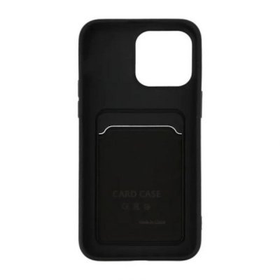iphone 15 pro silikonskal med korthållare svart