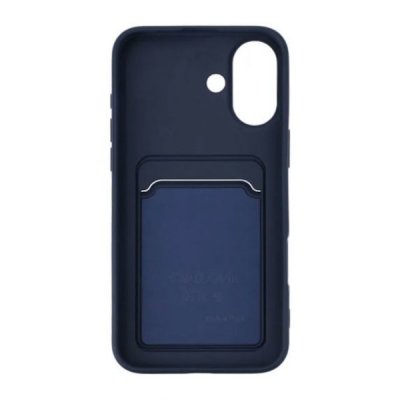 iPhone 16 Mobilskal Silikon med Korthållare Blå