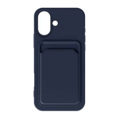 iPhone 16 Mobilskal Silikon med Korthållare Blå