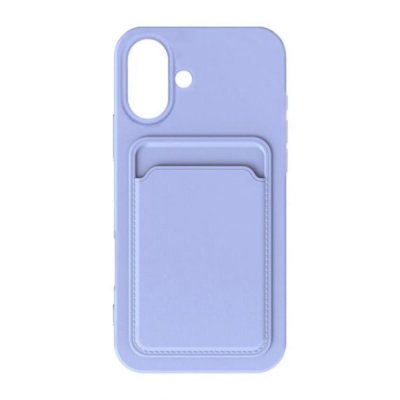 iPhone 16 Mobilskal Silikon med Korthållare Lila