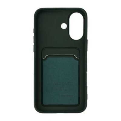 iPhone 16 Mobilskal Silikon med Korthållare Militärgrön