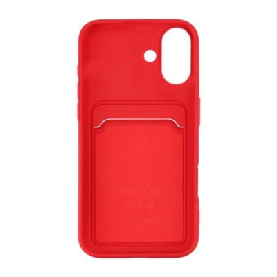 iPhone 16 Plus Mobilskal Silikon med Korthållare Röd