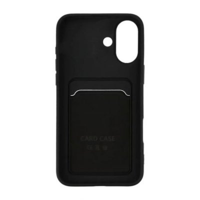iPhone 16 Plus Mobilskal Silikon med Korthållare Svart