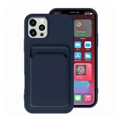 iPhone 16 Pro Max Mobilskal Silikon med Korthållare Midnattsblå