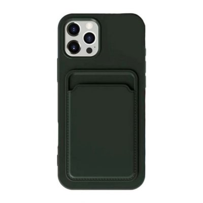 iPhone 16 Pro Max Mobilskal Silikon med Korthållare Militärgrön