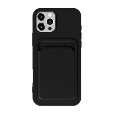 iPhone 16 Pro Max Mobilskal Silikon med Korthållare Svart