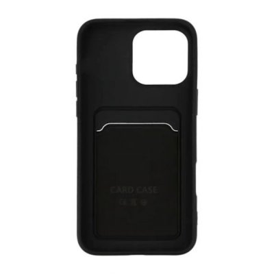 iPhone 16 Pro Max Mobilskal Silikon med Korthållare Svart