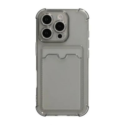 iPhone 16 Pro Max Mobilskal Stöttåligt med Korthållare Transparent Svart