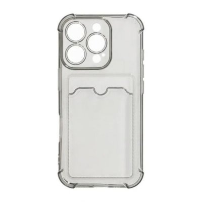 iPhone 16 Pro Max Mobilskal Stöttåligt med Korthållare Transparent Svart